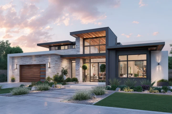 New garage door on modern home