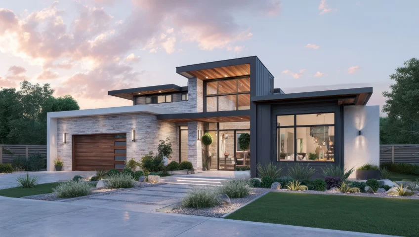 New garage door on modern home